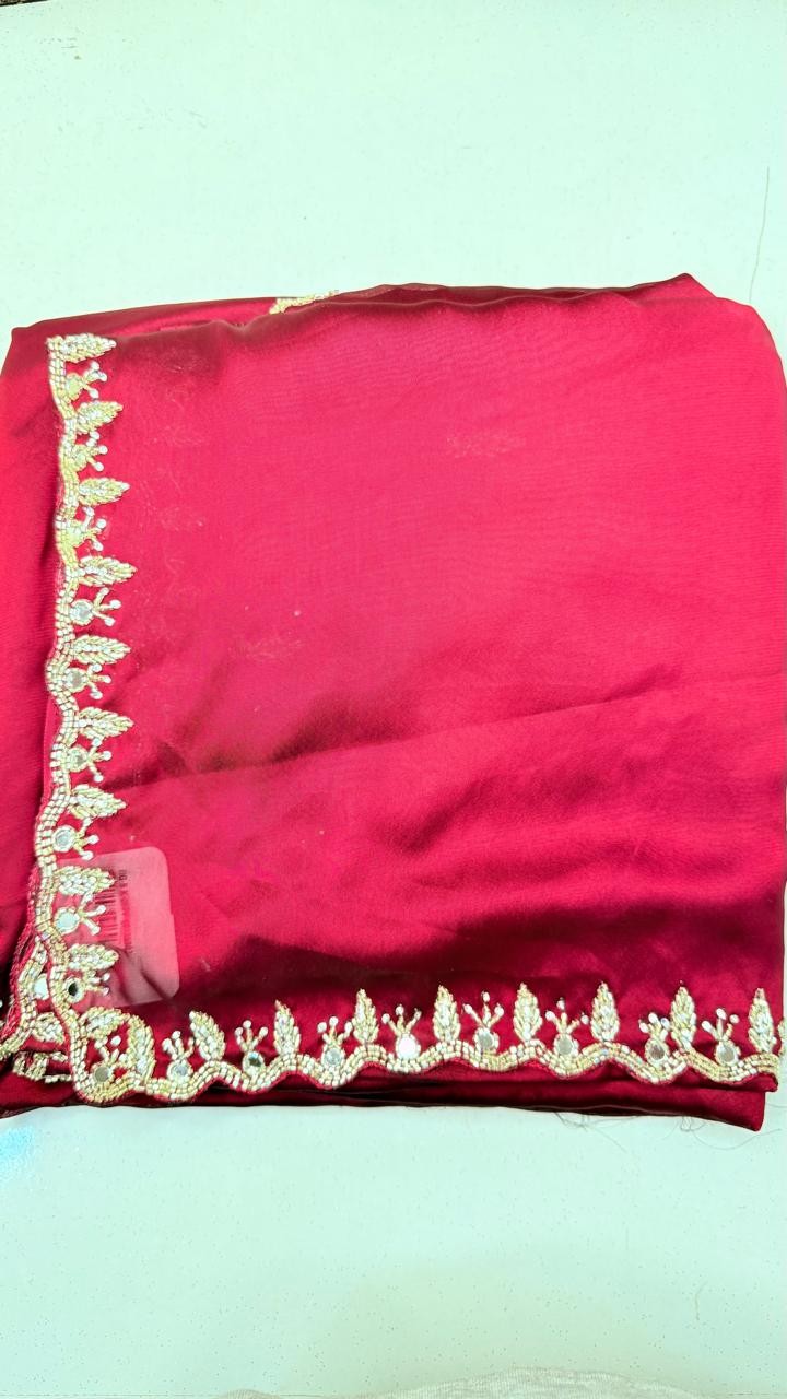 Luxurious RANGOLI Saree with Exquisite Cutglass and Pearl Handwork HANDWORK Saree with Fully Stitched Blouse