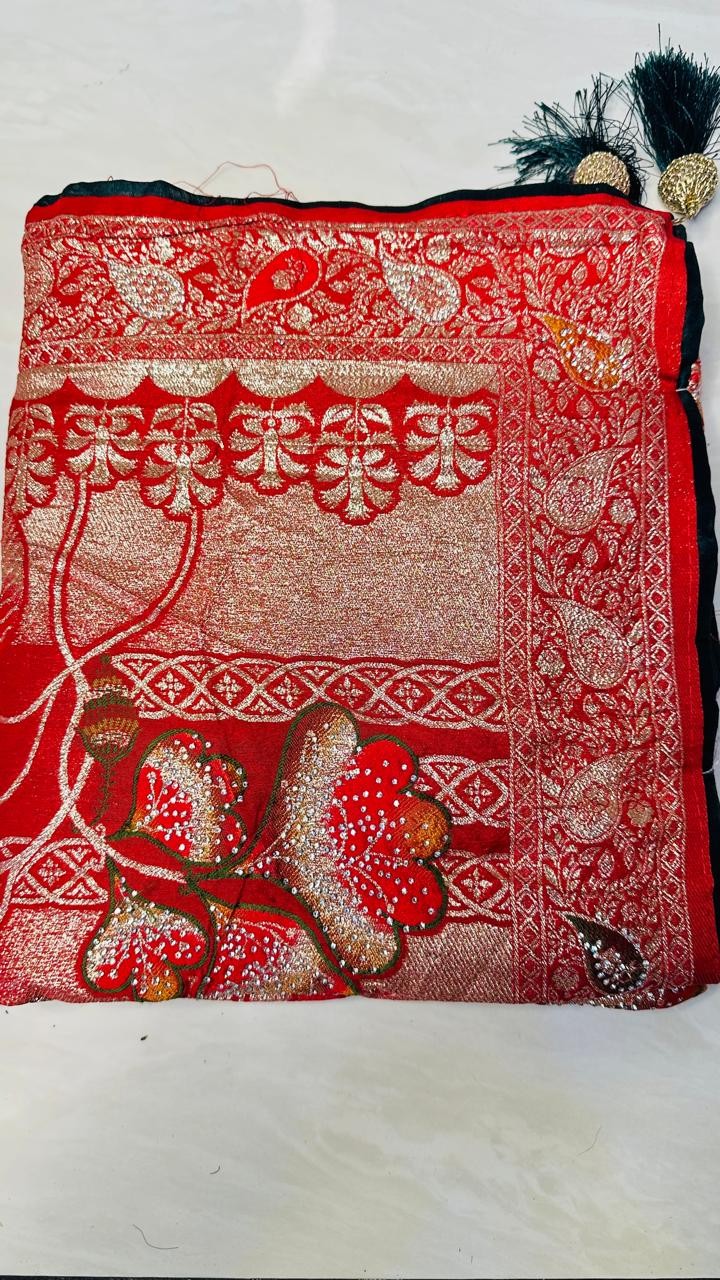 Luxurious PURE COTTON with Exquisite Cutglass and Pearl Handwork PURE COTTON