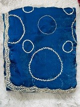 Luxurious Tora Silk Saree with Exquisite Cutglass and Pearl Handwork Tora Silk Saree with Fully Stitched Blouse