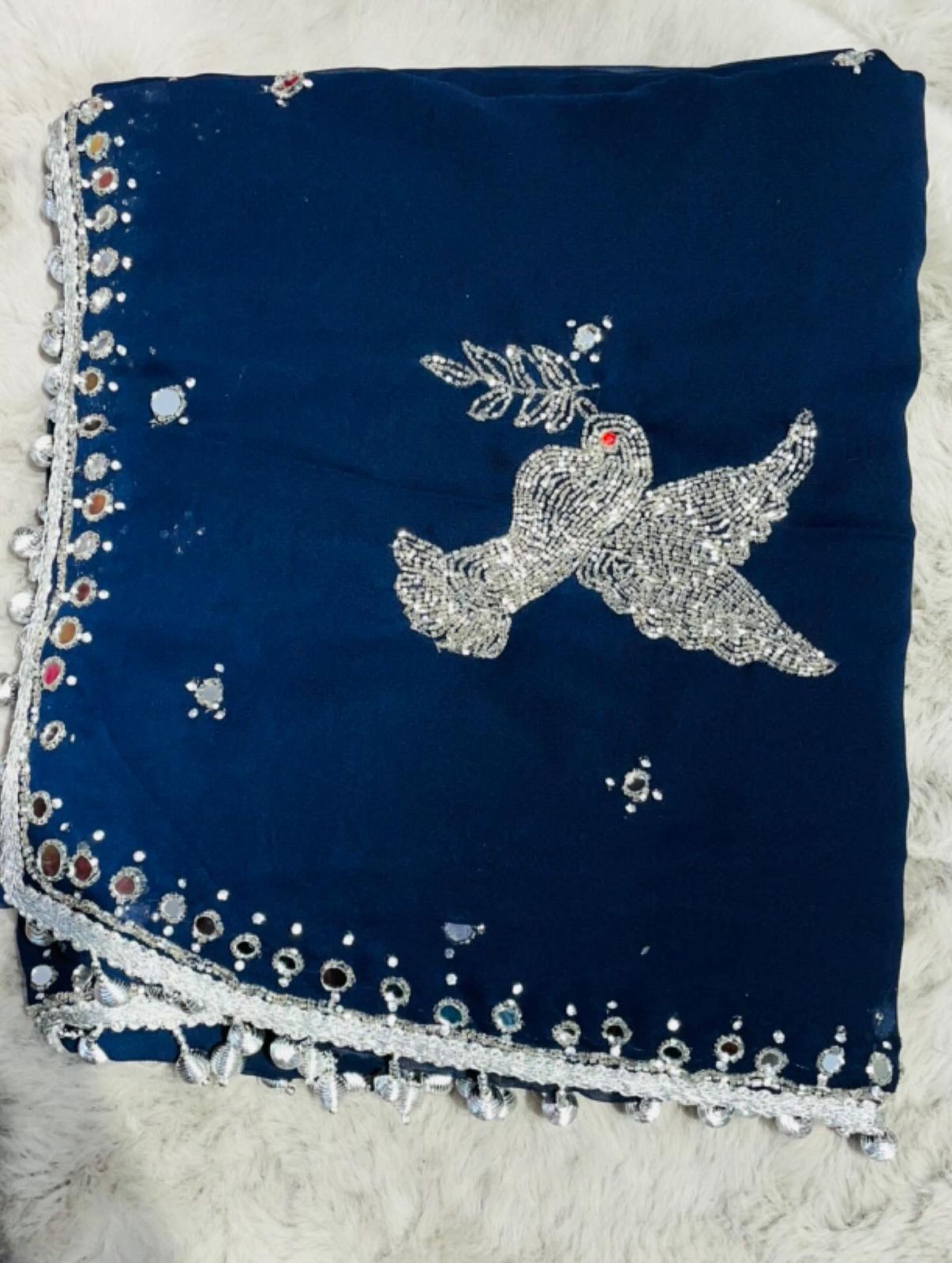 Luxurious PURE SILK BLUE SAREE with and Handwork PURE SILK BLUE SAREE