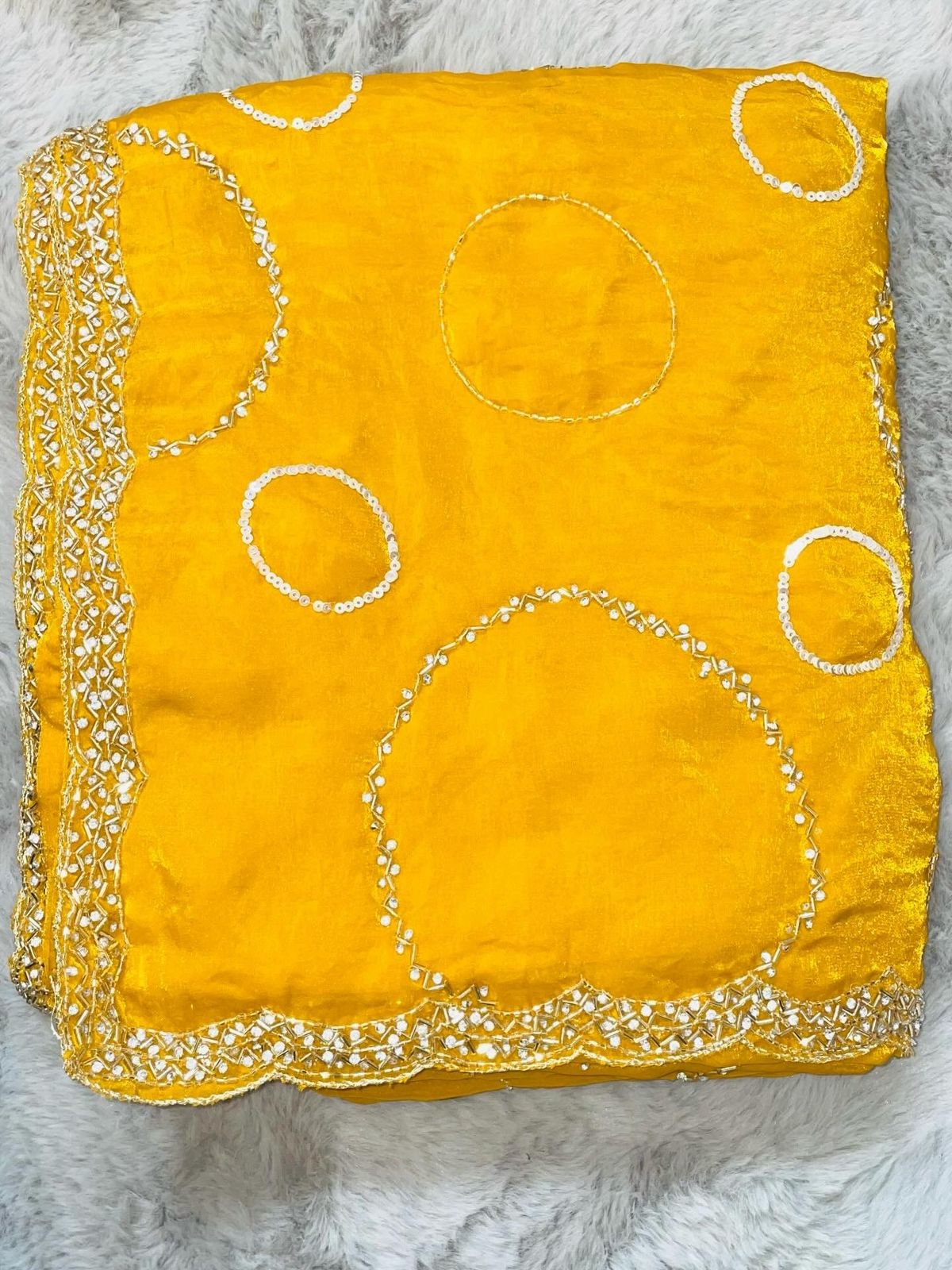 Luxurious PURE SILK YELLOW SAREE with and Handwork PURE SILK YELLOW SAREE