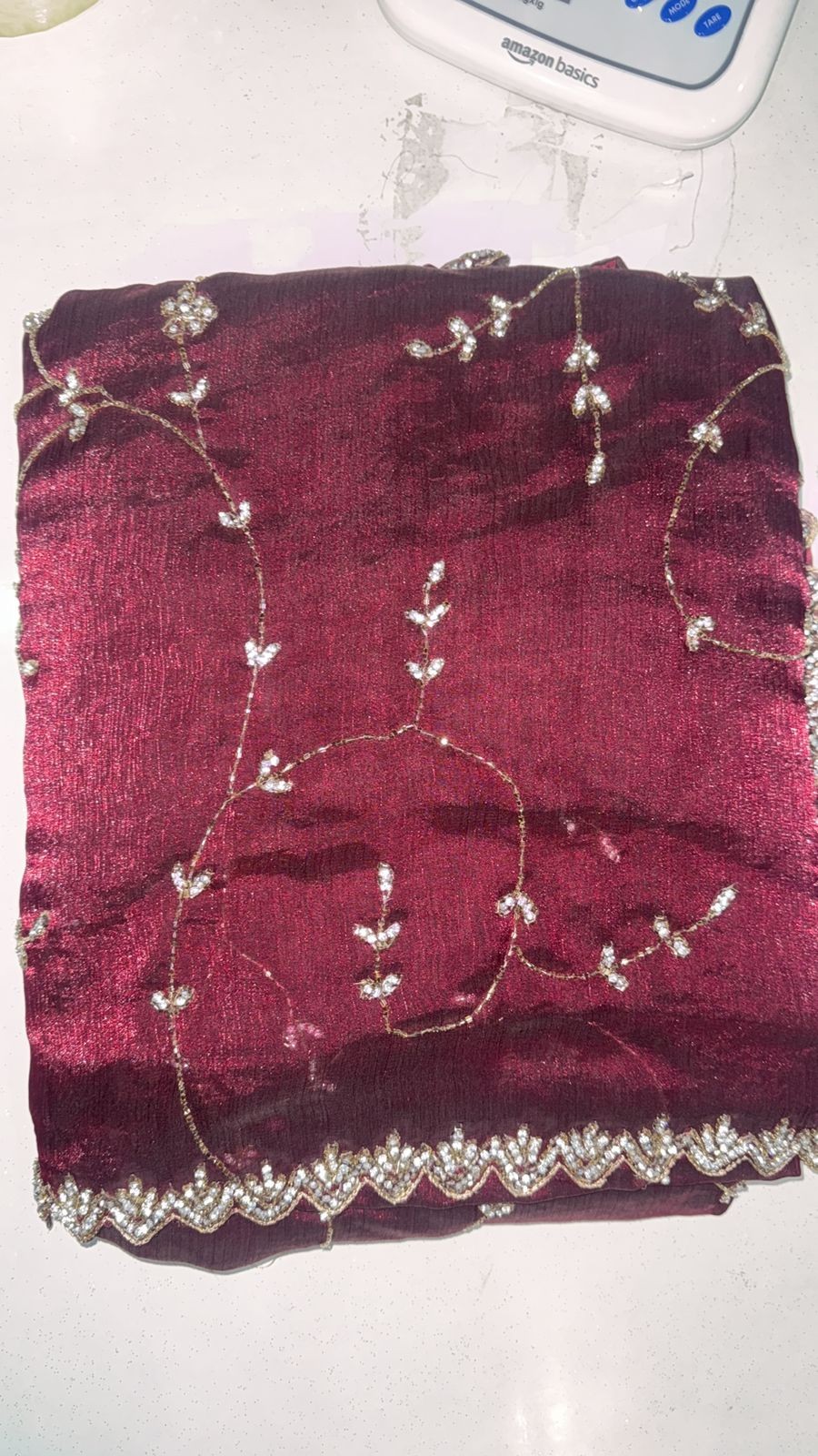 Luxurious PURE SILK MAROON SAREE with and Handwork PURE SILK MAROON SAREE