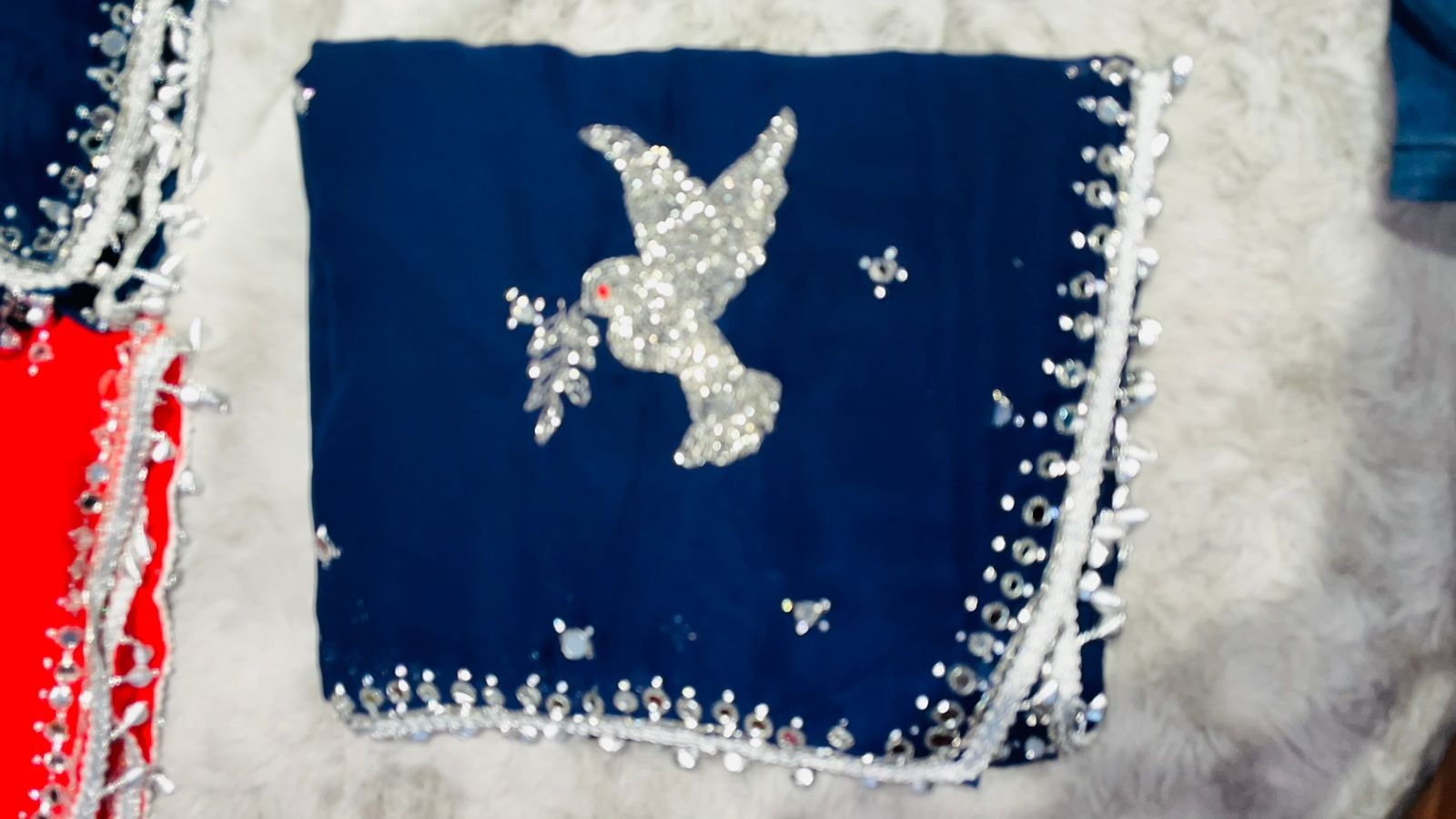 Luxurious PURE SILK BLUE SAREE with and Handwork PURE SILK BLUESAREE