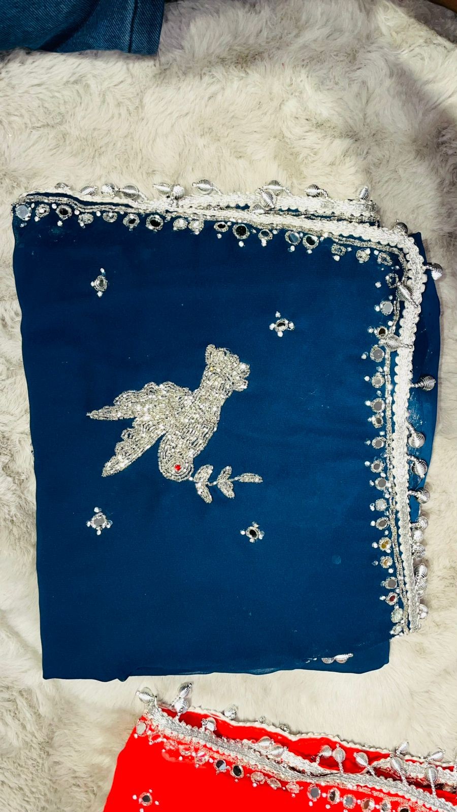 Luxurious PURE SILK BLUE SAREE with and Handwork PURE SILK BLUE SAREE