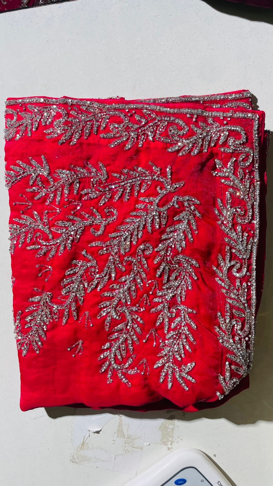 Luxurious PURE SILK RED SAREE with and Handwork PURE SILK RED SAREE