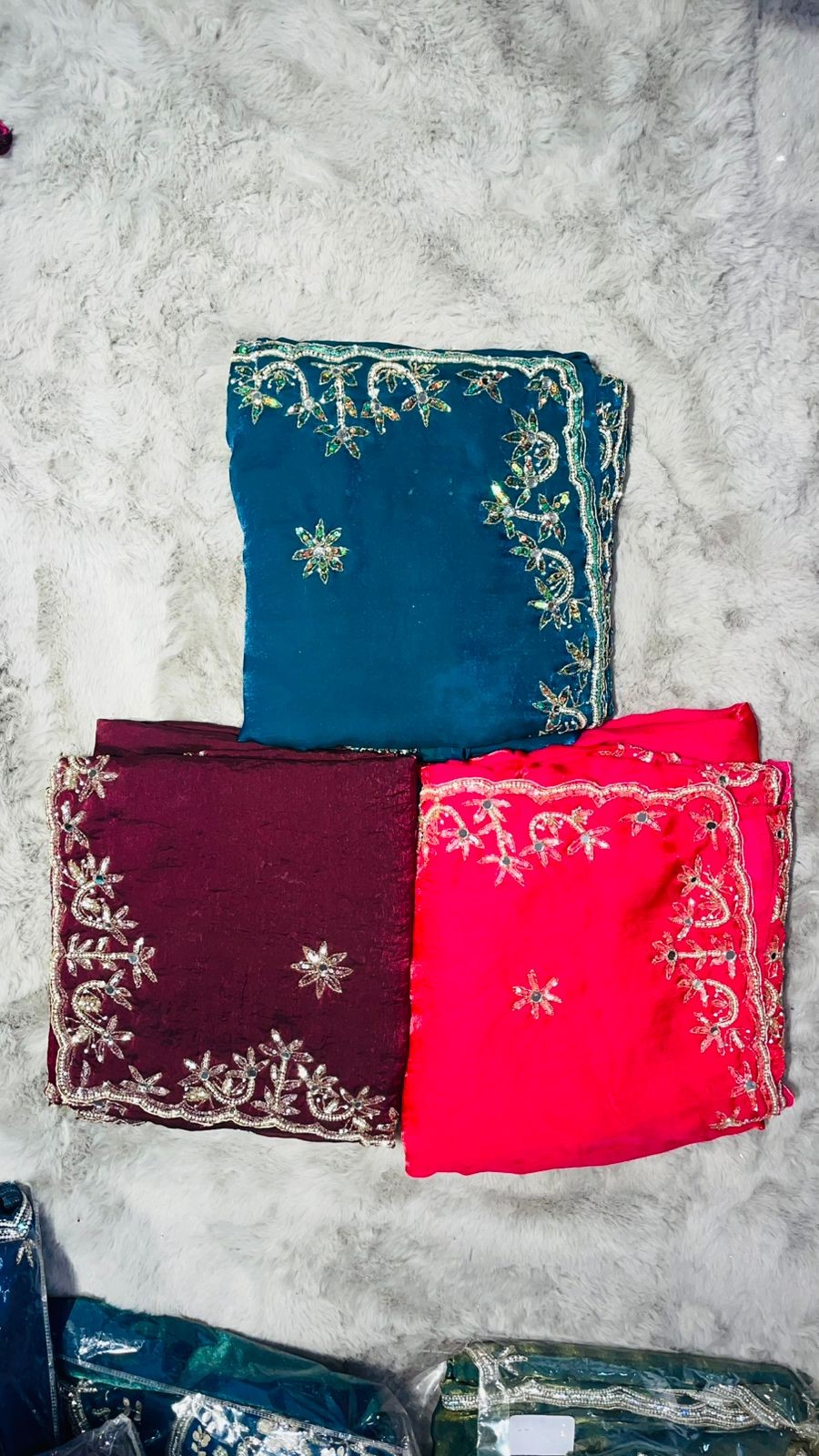 Luxurious PURE SILK RED BLUE MAROON SAREE with and Handwork PURE SILK RED BLUE MAROON SAREE