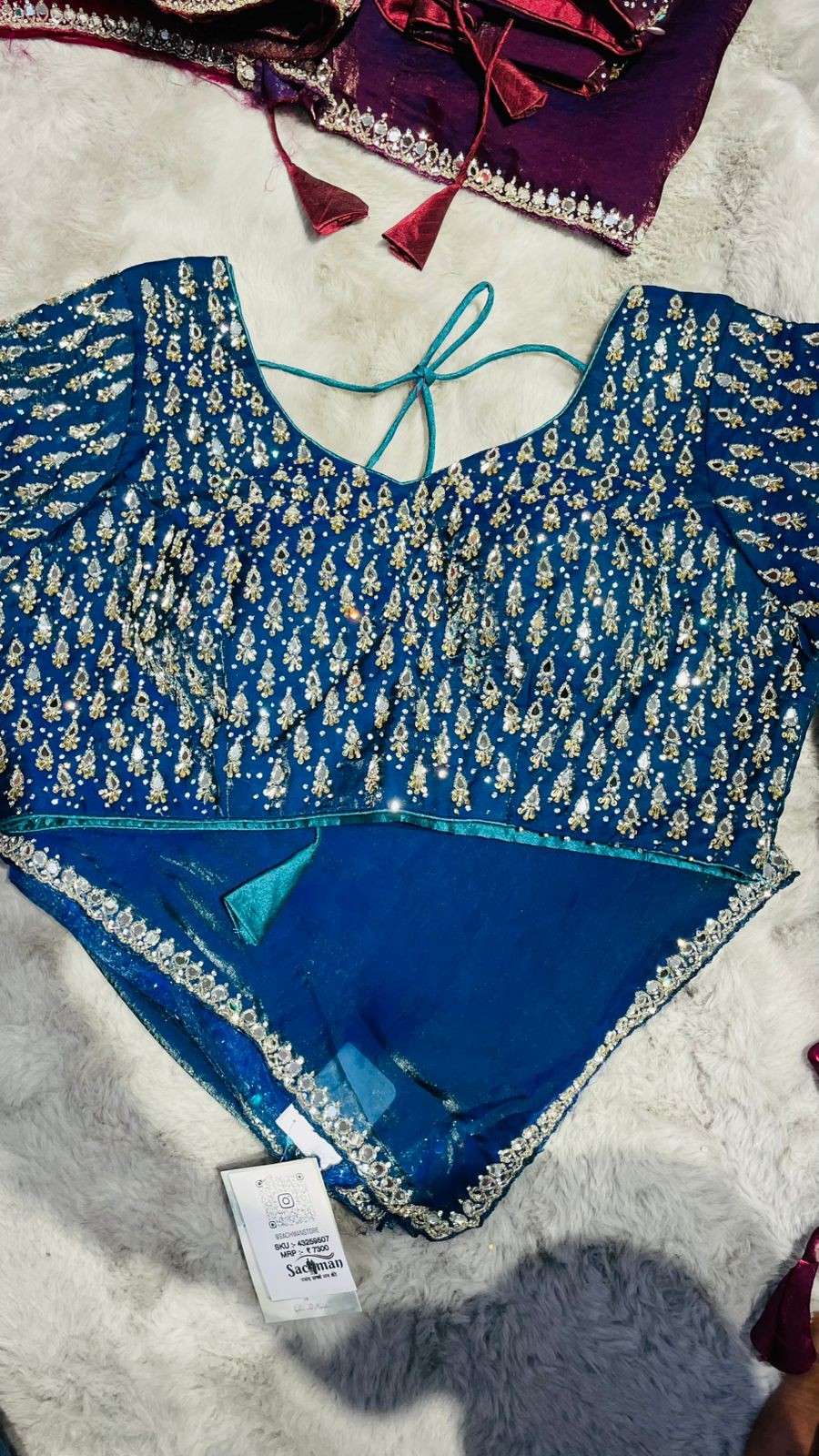 Luxurious PURE SILK BLUE SAREE with and Handwork PURE SILK BLUE SAREE