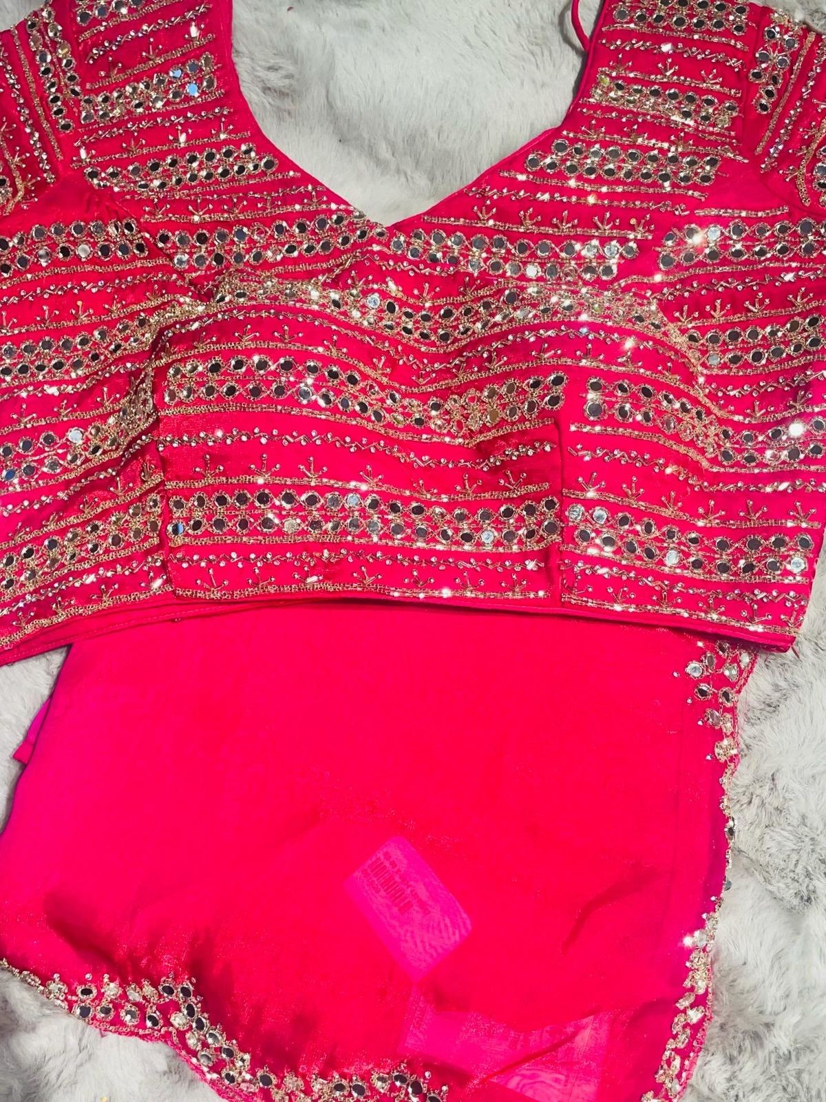 Luxurious PURE SILK RED SAREE with and Handwork PURE SILK RED SAREE