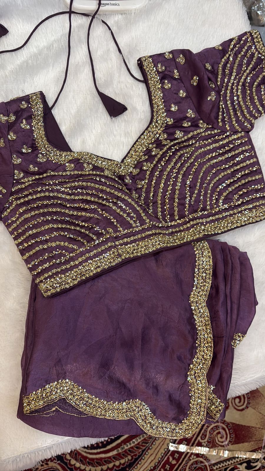 Luxurious PURE SILK PURPLE SAREE with and Handwork PURE SILK PURPLE SAREE