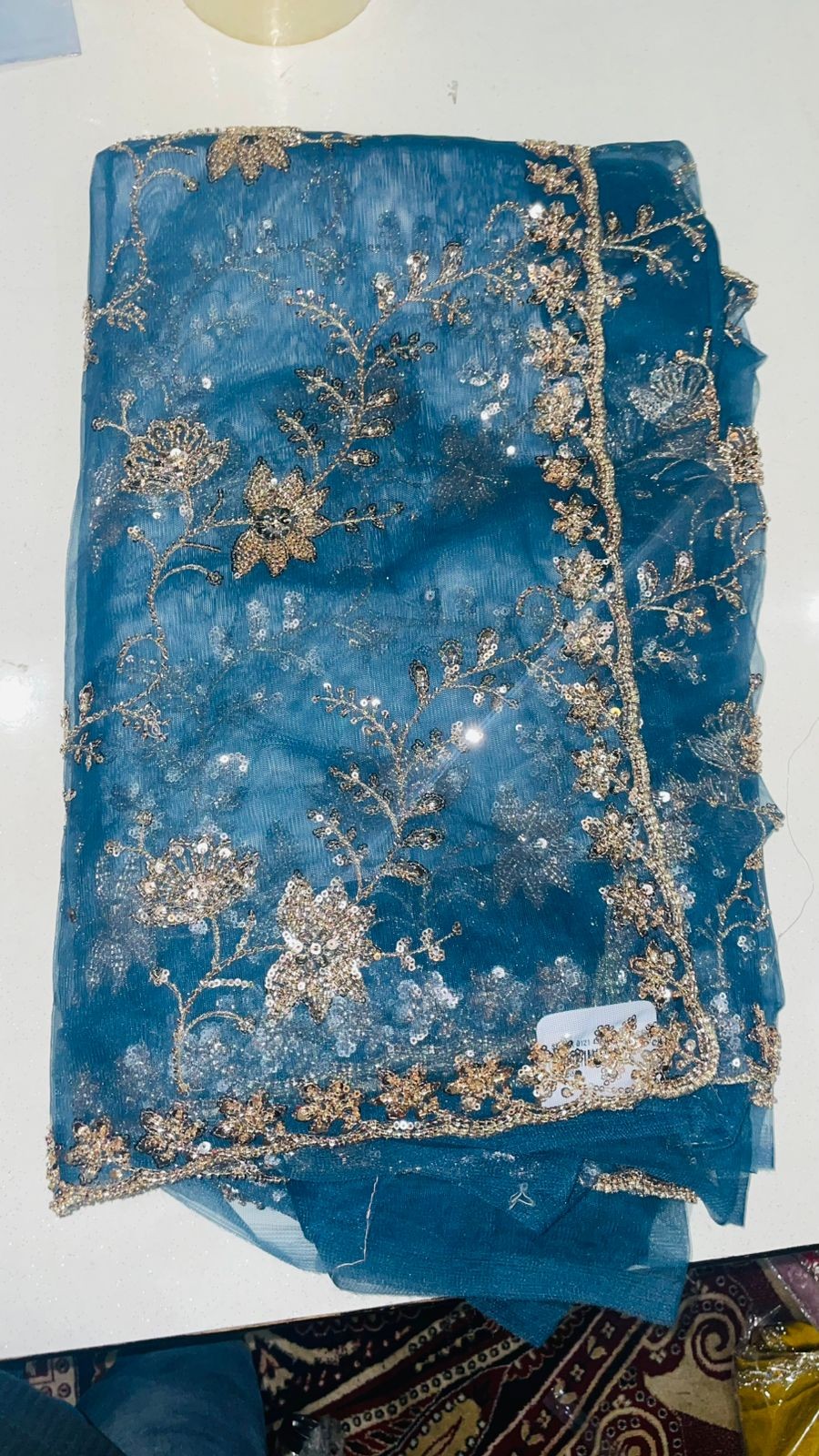 Luxurious PURE SILK NAVY BLUE SAREE with and Handwork PURE SILK NAVY BLUE SAREE