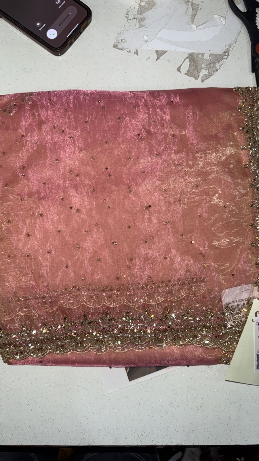 Luxurious PURE SILK PINK RED SAREE with and Handwork PURE SILK PINK RED SAREE