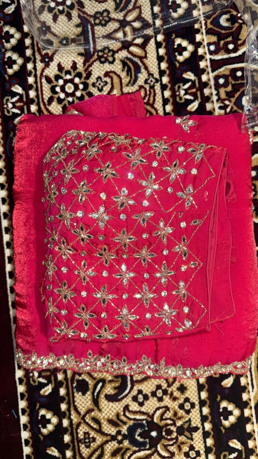 Luxurious PURE SILK RED SAREE with and Handwork PURE SILK RED SAREE